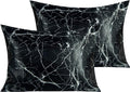 NTBAY 2 Pack Satin Standard Pillowcases for Hair and Skin, Luxurious and Silky Marbling Printed Pillow Cases with Envelope Closure, 20x26 Inches, Black