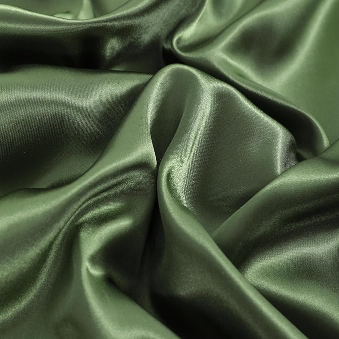 NTBAY 12 Pack Satin King Pillowcases for Hair and Skin, Luxurious and Silky Pillow Cases with Envelope Closure, 20 x 36 Inches, Olive Green