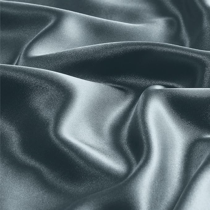 BEDELITE Satin Pillowcase with Zipper, Space Grey King Size Pillow Cases Set of 2, Super Soft and Cooling Similar to Silk Pillow Cases, Gift for Women Men(20x36 Inches)