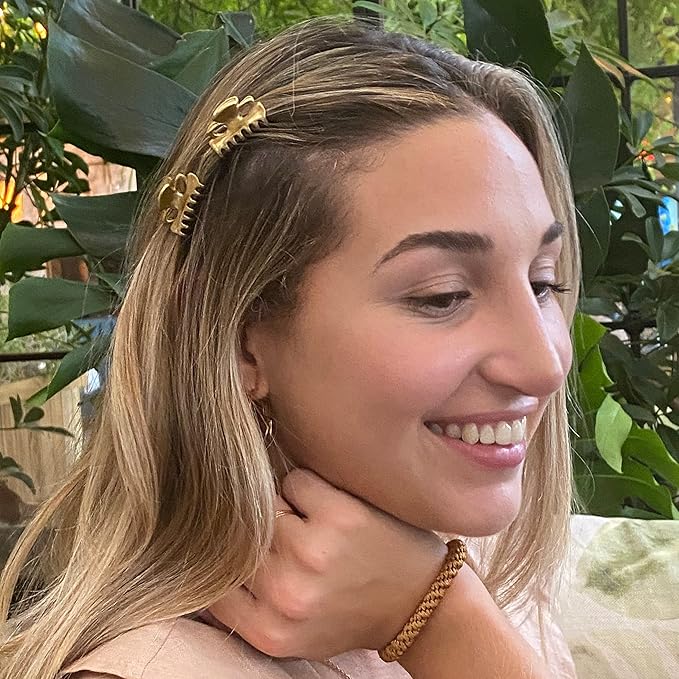 Camila Paris CP2921/2 French Hair Clip for Women, Set of 2 Small 1 inch Gold Girls Hair Claw Clip Jaw Fashion Durable Styling Hair Accessories for Women, Ladies Strong Hold Grip Clamp, Made in France
