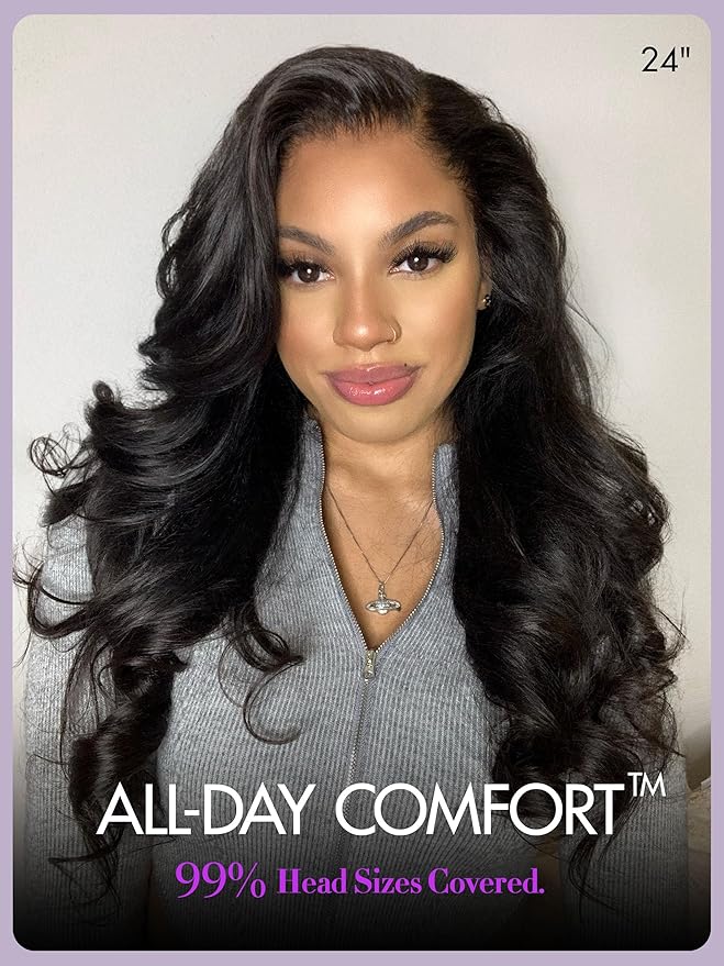 LUVME HAIR All-Day Comfort Wig Real Glueless 7x6 HD Lace 200% Density Hair Loose Body Wave PartingMax Lace Wigs Lace Front Wigs Human Hair Pre Cut Plucked Lace Frontal Glueless 26 Inches Natural Black