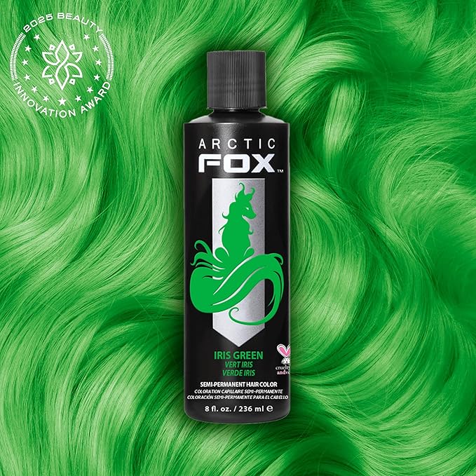 Arctic Fox Semi-Permanent Hair Dye, Vegan & Cruelty-Free, Ammonia-Free, Conditioning, Vibrant Iris Green, For All Hair Types, 8 Fl Oz (Pack of 2)