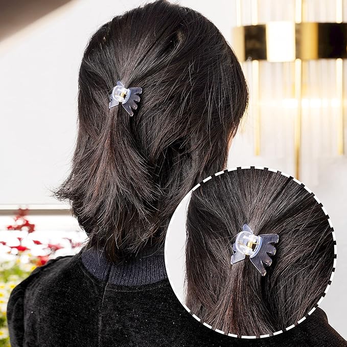 Cobahom 12 Pack Small Plastic 1.2 Inch No-Slip Mini Clips for Thin Hair Styling Accessories for Women and Girls (White)