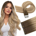 Full Shine Skin Weft Tape in Hair Extensions Human Hair Balayage Color 3/8/22 Insert Machine Remy Tape in Virgin Extensions 25Gram Injection Tape Ins Human Hair Extensions 10Pcs 20Inch