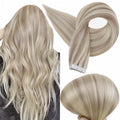 Full Shine Tape in Hair Extensions Human Hair 18 Highlight 613 Blonde Tape Ins Human Hair 18Inch Seamless Skin Weft Adhesive Tape on Real Human Hair 50 Gram 20Pcs Extensions for Wedding