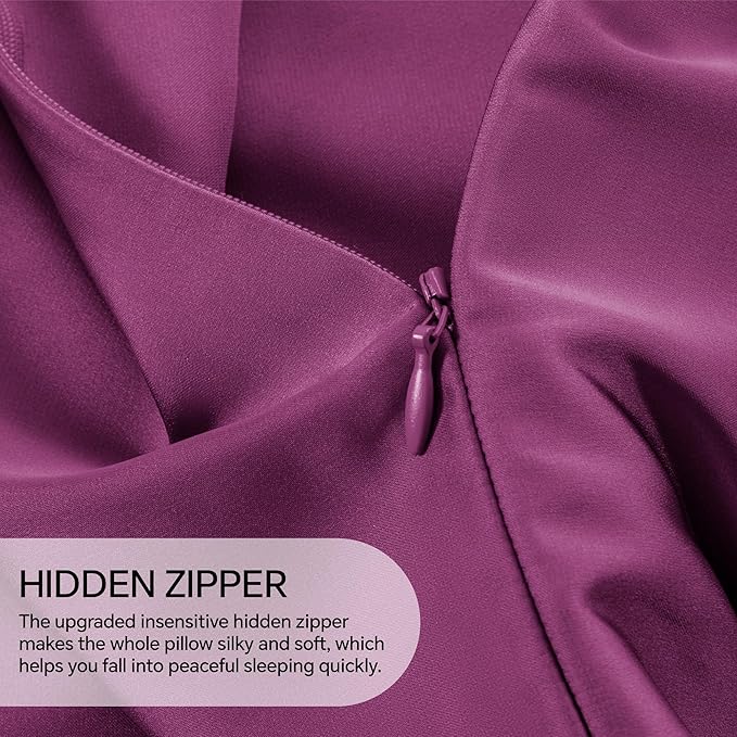 INFIIXSO Mulberry Silk Pillow Cases King Size Set of 2, Silk Pillowcase with Hidden Zipper 20"x36", Extraordinary Smooth and Soft Pillow Case for Hair and Skin(Purple, 2 Pack)