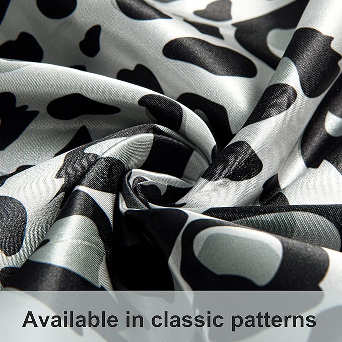 NTBAY 2 Pack Satin King Pillowcases for Hair and Skin, Luxurious and Silky Leopard Printed Pillow Cases with Envelope Closure, 20x36 Inches, Black and White
