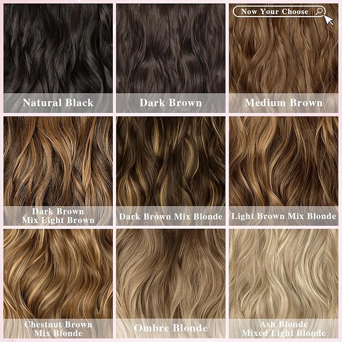 Clip in Hair Extensions for Women, 8PCS 20 Inch Wavy Ash Blonde Mixed Light Blonde Hair Extensions Clip Ins Mix Blonde, Synthetic Long Hairpieces for Women