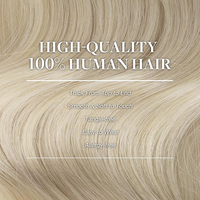 GOO GOO Clip in Hair Extensions Real Human Hair, Remy Human Hair Extensions Clip ins for Women, Natural Human Hair, 16inch 120g 7Pcs, 60A Platinum Blonde