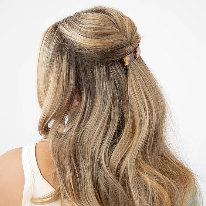 Brown Hair Barrette for Thin Hair, Classic Rectangle French Barrette for Women, Lightweight and Comfortable, Strong Hold, Africa | France Luxe