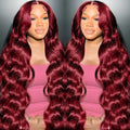 99J Burgundy Wig Human Hair 13x4 Body Wave Lace Front Wigs Human Hair 180 Density Pre Plucked Glueless Wine Red Colored Lace Front Wig for Women 22inch