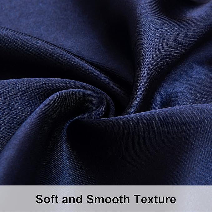 NTBAY 2 Pack Satin Standard Pillowcases for Hair and Skin, Luxurious and Silky Pillow Cases with Envelope Closure, 20x26 Inches, Navy Blue