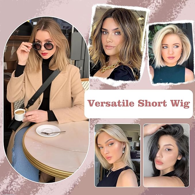 CROWN GUIDE 12 Inch Hair Toppers for Women with Thinning Hair - Synthetic Clip in Topper with Bangs Breathable Hairpiece 6.5x6.5 Base, Volume Wiglets Full Coverage (Dark Golden Brown Highlight)