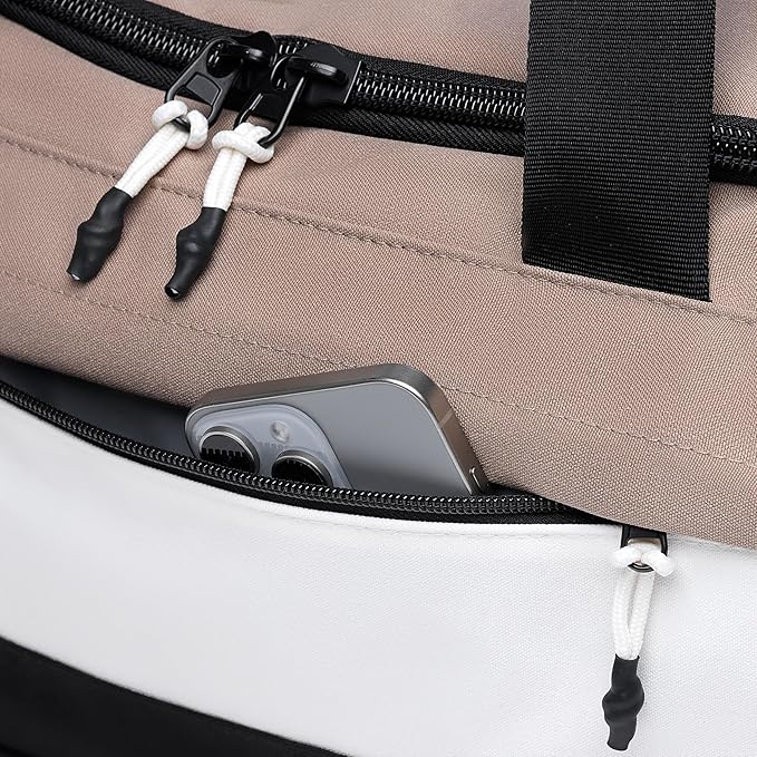 Vooray 22L Boost Duffel Bag – Small Travel & Sports Gym Bag for Women and Men with Shoe Pocket, Weekender for Overnight Football, Travel, Hospital Stays or Workout, Neutral Color Block