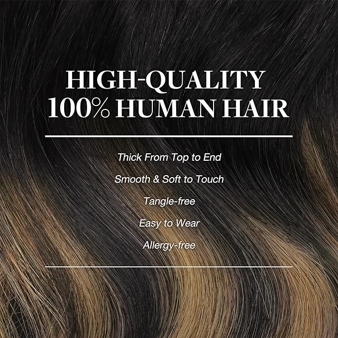 GOO GOO Clip in Hair Extensions Real Human Hair, Remy Human Hair Extensions Clip ins for Women, Natural Human Hair, 22inch 150g 9Pcs, 1B/6/1B Balayage Natural Black to Chestnut Brown