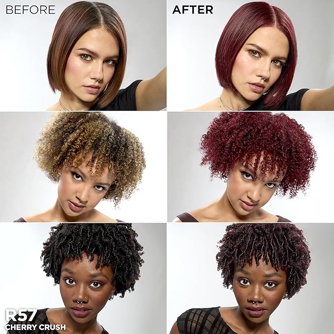 L'Oreal Paris Feria Multi-Faceted Shimmering Permanent Hair Color, R57 Cherry Crush (Intense Medium Auburn), Pack of 1 Hair Dye Kit