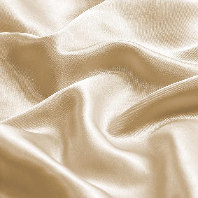 BEDELITE Satin Pillowcase with Zipper, Champagne King Size Pillow Cases Set of 2, Super Soft and Cooling Similar to Silk Pillow Cases, Gift for Women Men(20x36 Inches)