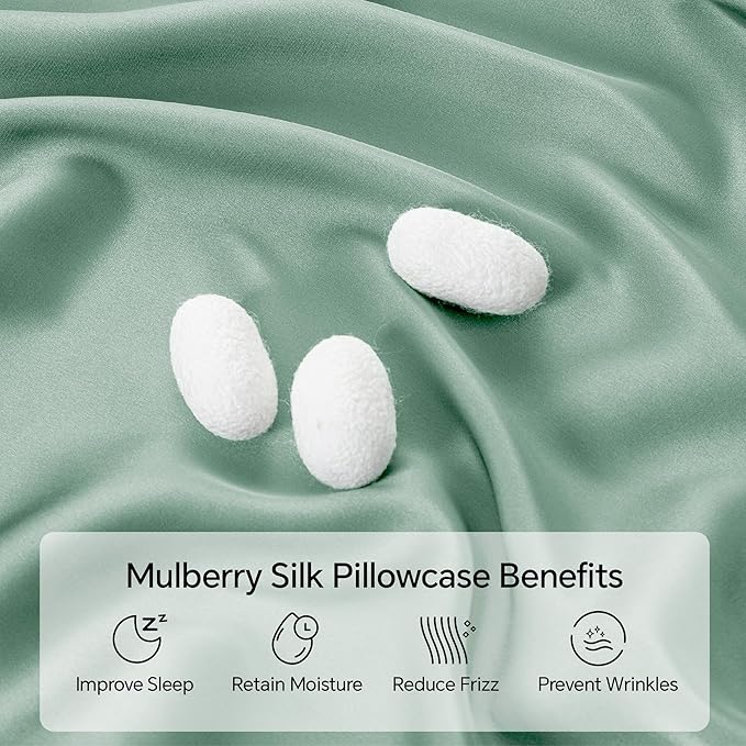 INFIIXSO Mulberry Silk Pillow Case King Size, Silk Pillowcase with Hidden Zipper 20"x36", Extraordinary Smooth and Soft Pillow Cases for Hair and Skin(Mint Green, 1 Pack)