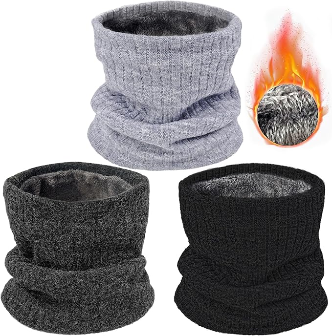 3 Pack Winter Neck Warmer & Ski Mask for Men Women Thermal Warm Fleece Face Mask Neck Gaiter Scarf Gift