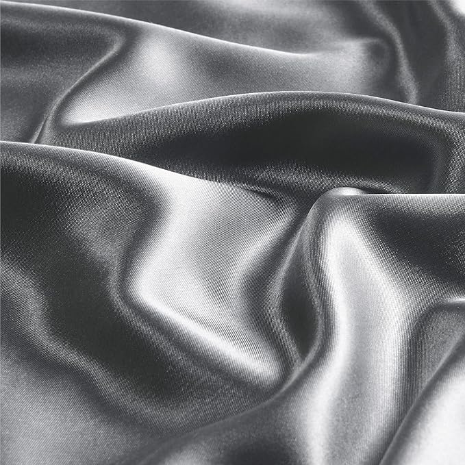 BEDELITE Satin Pillowcase with Zipper, Dark Grey King Size Pillow Cases Set of 2, Super Soft and Cooling Similar to Silk Pillow Cases, Gift for Women Men(20x36 Inches)