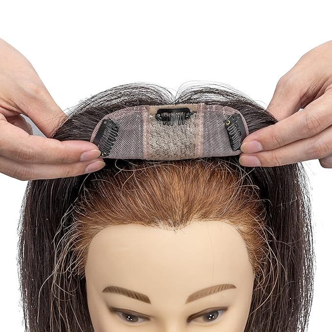 Rich Choices Hair Toppers for Women Real Human Hair 100% Human Remy Toppers NO Bangs for Women with Thinning on Top Clip in Hairpiece 4"x4.7"Lace Base 12 Inch #1B Natural Black