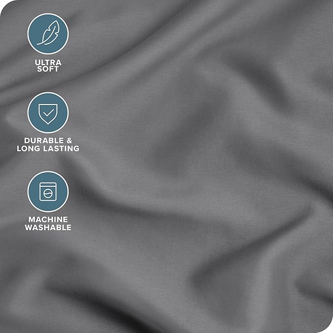 Bare Home Microfiber Pillow Cases - King Size Set of 2 - Cooling Pillowcases - Double Brushed - Grey Pillowcases 2 Pack - Easy Care (King Pillowcase Set of 2, Grey)