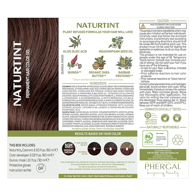 Naturtint 5GM Chocolate Chestnut Permanent Hair Color (Pack of 6), Ammonia Free, Vegan, Cruelty Free, up to 100% Gray Coverage, Long Lasting Results (Packaging may vary)
