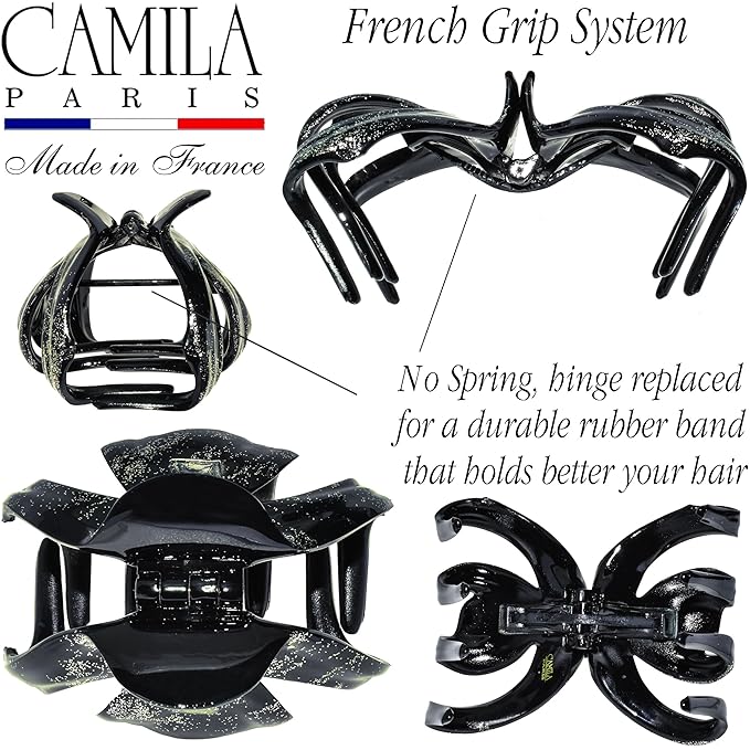 Camila Paris CP3871 French Octopus Hair Clip for Women with Long, Curly Hair - Strong Hold, No Slip Grip Styling Claw Clip, Made in France