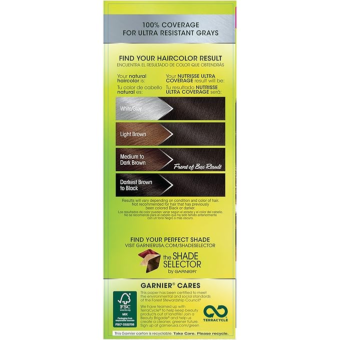 Garnier Hair Color Nutrisse Ultra Coverage Nourishing Creme, 500 Deep Medium Natural Brown (Glazed Walnut) Permanent Hair Dye, 1 Count (Packaging May Vary) (Pack of 2)