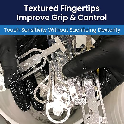 Adenna Dark Light Bulk Disposable Nitrile Gloves – 9 Mil, Heavy Duty Work Rubber Glove with Textured Grip, Non-Latex & Powder Free, Case of 1000, Small, Black