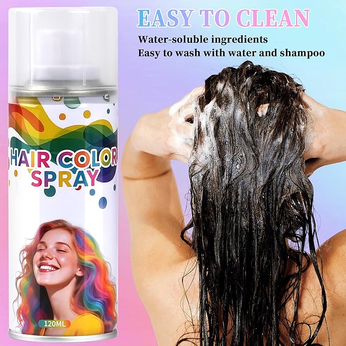 2 Pack hair spray temporary for Girls Women,Washable Hair Dye Spray Non-Sticky Halloween Cosplay Party Crazy Hair Day Hair Coloring Wax (Fiery Red&Pink)