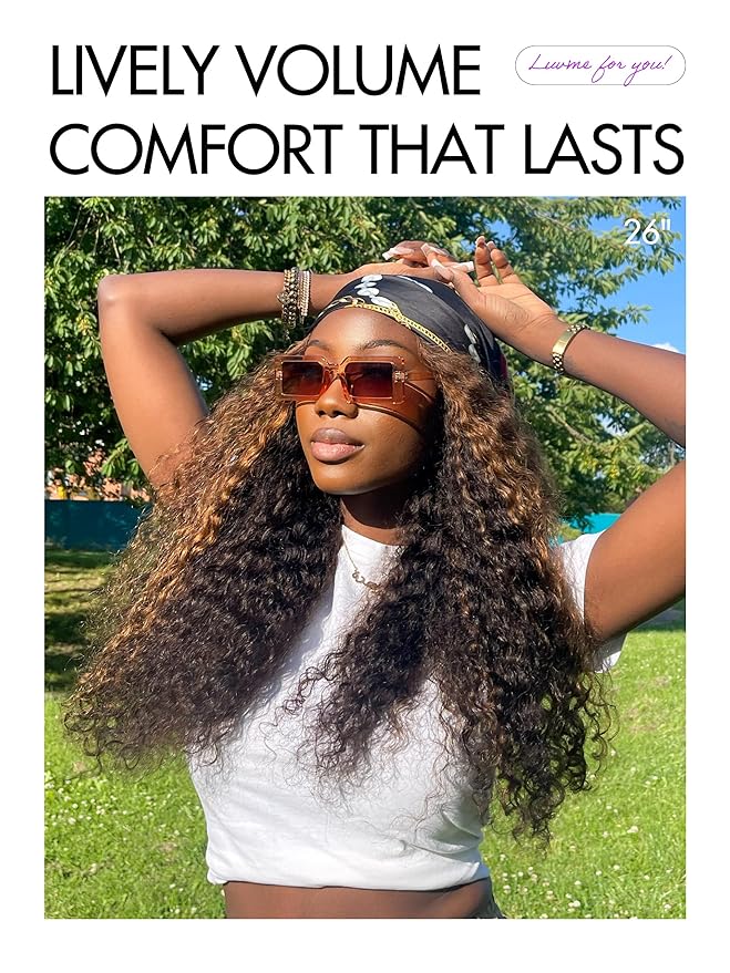 LUVME HAIR 7x6 HD Lace All-Day Comfort Wig PartingMax Lace Wigs Water Wave Curly Lace Front Wigs Human Hair Pre Cut Plucked Lace Frontal Glueless 24 Inches Hlighlight Color