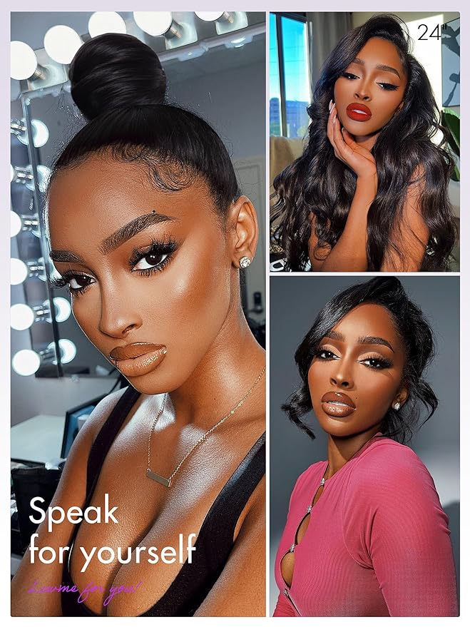 LUVME HAIR 22'' Loose Body Wave 360 Lace Frontal Wigs Human Hair Lace Glueless Human Hair Wig Pre Plucked Long Black Body Wave Wig