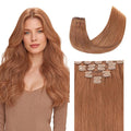 GOO GOO Clip in Hair Extensions Real Human Hair, Remy Human Hair Extensions Clip ins for Women, Natural Human Hair, 14inch 120g 7 Pcs, #330 Cinnamon Terra Copper