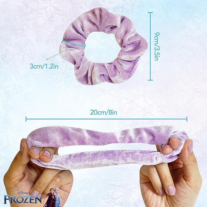 Frozen Princess Elsa Hair Accessory 5 Pcs Set - 1 Regular 9 inch Frozen Hairbrush & 4 Frozen Scrunchies - Detangling Brush & Elastic Hair Ties Ropes for Girls, Ages 3+