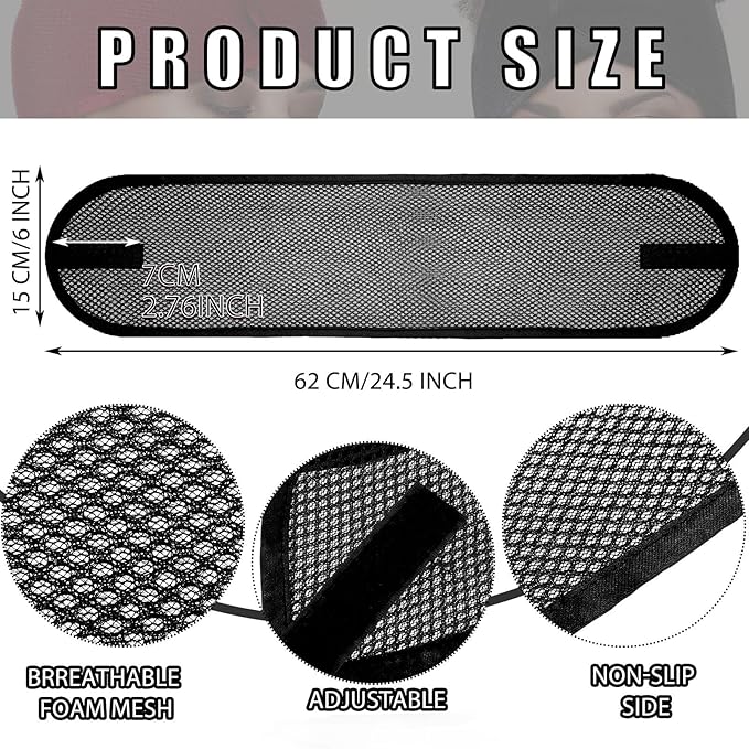 Haysandy Hairband, 4 Pieces Mesh Hair Wrap for Black Women - Adjustable Size Face Wash Makeup Hair Accessories Headbands (Black, Wine Red, Royal Blue, Dark Purple)