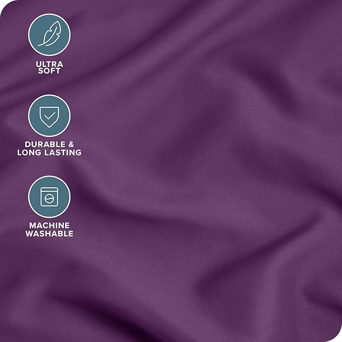 Bare Home Microfiber Pillow Cases - King 20x40 - Cooling Pillowcases - Double Brushed - Easy Care - Envelope Closure (King Pillowcase Set of 2, Plum)
