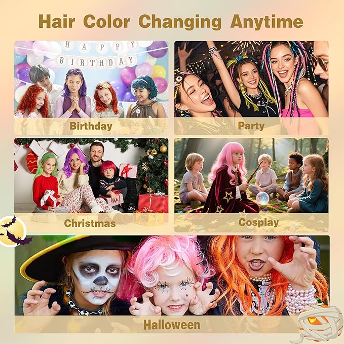 Gold Temporary Hair Color Spray for Kids, Silver Instant Colored Hair Dye Alternative for Boys Girls Teens Men Women, Quick Styling for Party Christmas Halloween, Disposable Washable, 150ml