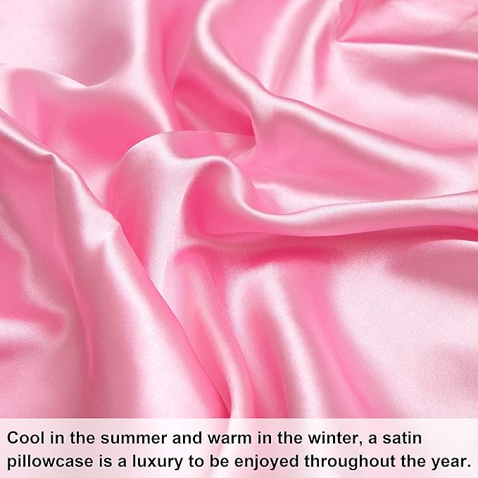 NTBAY 2 Pack Satin King Pillowcases for Hair and Skin, Luxurious and Silky Pillow Cases with Envelope Closure, 20x40 Inches, Pink
