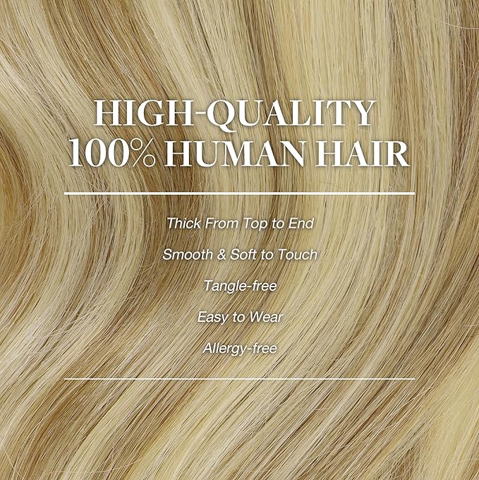 GOO GOO Clip in Hair Extensions Real Human Hair, Remy Human Hair Extensions Clip ins for Women, Natural Human Hair, 22inch 120g 7Pcs, 16/22 Light Blonde Highlighted Golden Blonde