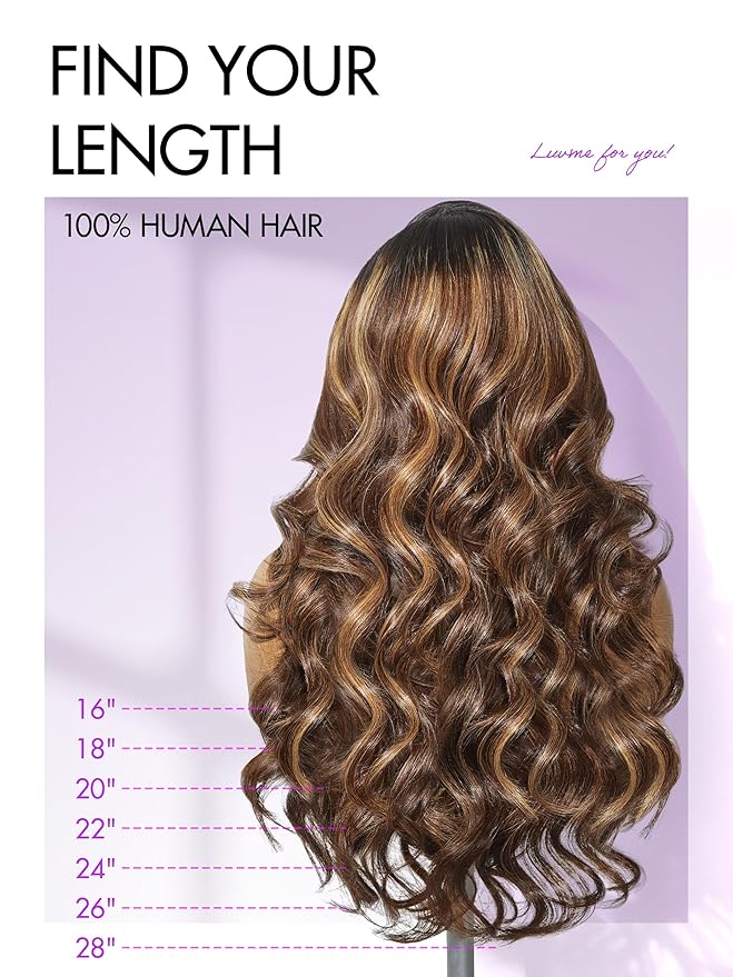 LUVME HAIR 7x6 HD Lace All-Day Comfort Wig 200% Density Hair PartingMax Lace Wigs Highlight Color Loose Body Wave Lace Front Wigs Human Hair Pre Cut Plucked Lace Frontal Glueless 26 Inches Mix Brown