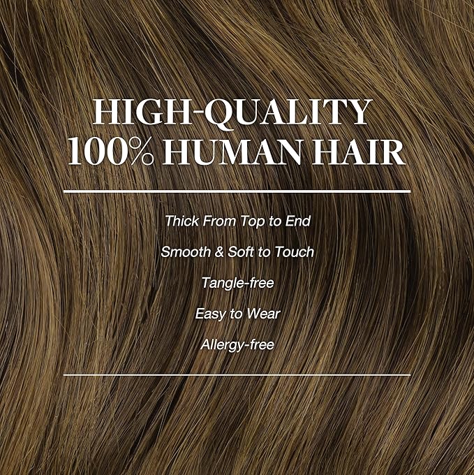 GOO GOO Clip in Hair Extensions Real Human Hair, Remy Human Hair Extensions Clip ins for Women, Natural Human Hair, 16inch 120g 7Pcs, 2C/4E/6C Brown Sugar Swirl Highlights