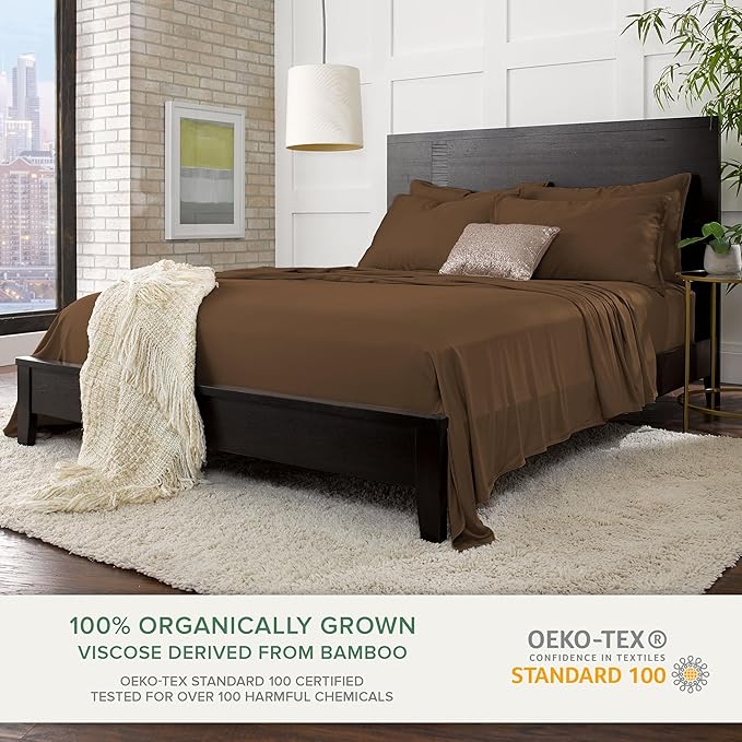 Queen Pillowcases by Pure Bamboo, Genuine 100% Organic Viscose Derived from Bamboo, Luxuriously Soft & Cooling, Double Stitching, Envelope Closure (2 Queen Pillowcases, Coconut Husk)