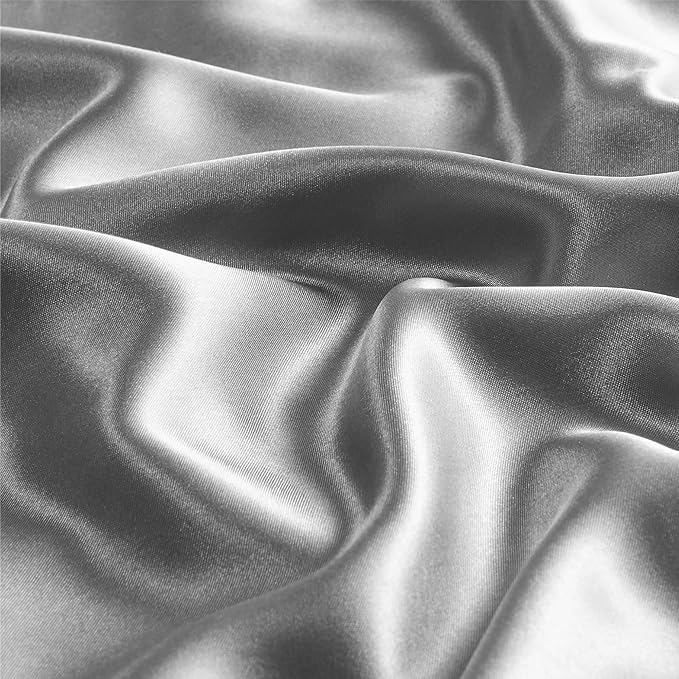 BEDELITE Satin Pillowcase with Zipper 2 Pack, Grey Pillow Cases Standard Size, Super Soft and Cooling Similar to Silk Pillow Cases, Gift for Women Men(20x26 Inches)