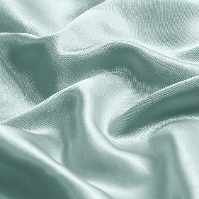 BEDELITE Satin Pillowcase with Zipper, Haze Blue King Size Pillow Cases Set of 2, Super Soft and Cooling Similar to Silk Pillow Cases, Gift for Women Men(20x40 Inches)