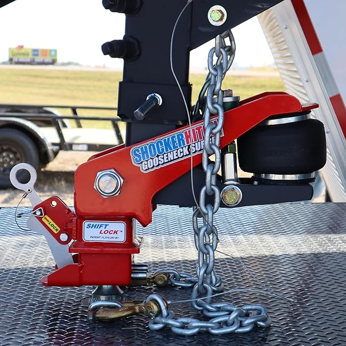 Shocker 30K Gooseneck Surge Air Hitch & Shift Lock Coupler for 2-5/16" Ball, 4.5" Square Straight Pin
