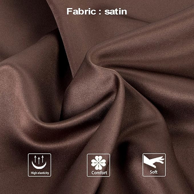 NTBAY Zippered Satin Body Pillow Pillowcase, Silky Slip Cooling Body Pillow Cover, Long Side Hidden Zipper, 20x54 Inches, Dark Brown