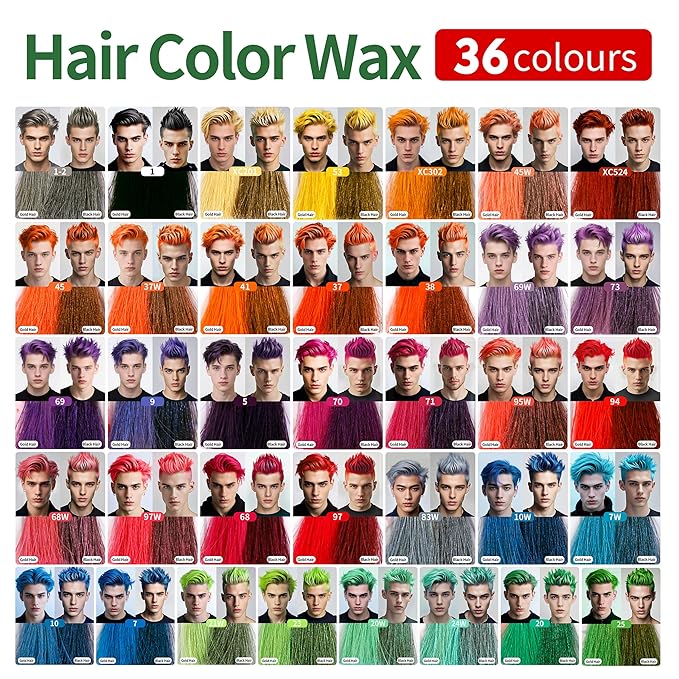 Temporary Hair Color Wax for Men - SUPIYA Washable Hair Wax Color, All-Day Hold Disposable Hair Wax for Party, Cosplay & Daily (Golden Color #53)