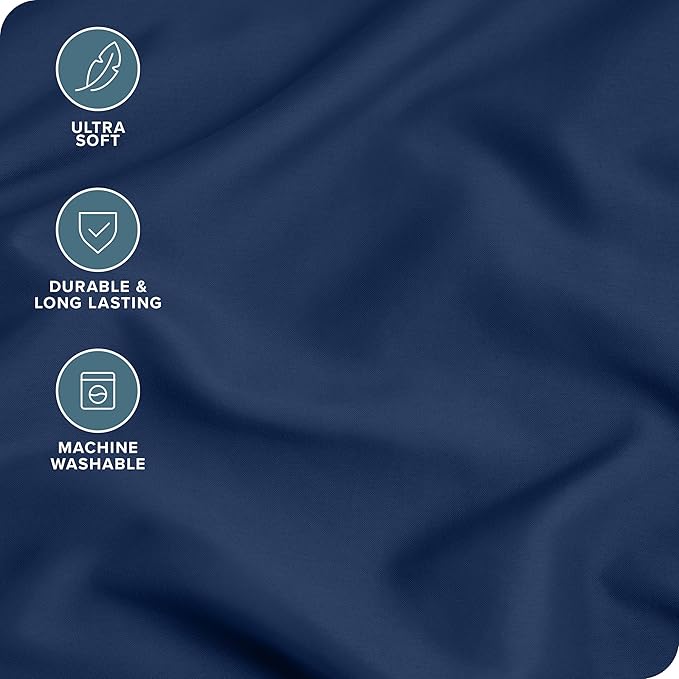 Bare Home Microfiber Pillow Cases - King 20x36 - Cooling Pillowcases - Double Brushed - Easy Care - Envelope Closure (King Pillowcase Set of 2, Dark Blue)