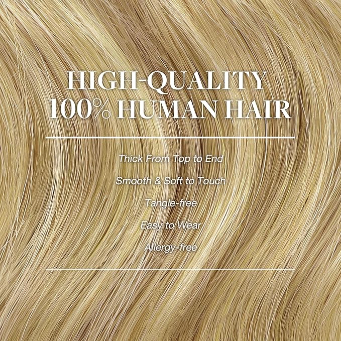 GOO GOO Clip in Hair Extensions Real Human Hair, Remy Human Hair Extensions Clip ins for Women, Natural Human Hair, 20inch 150g 9Pcs, 16/22 Light Blonde Highlighted Golden Blonde